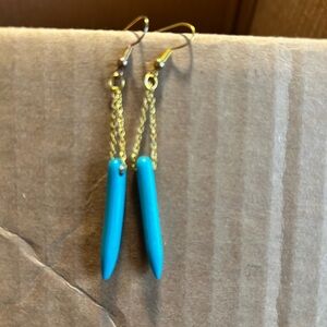 Elegant Gold and Blue Dangle Earrings